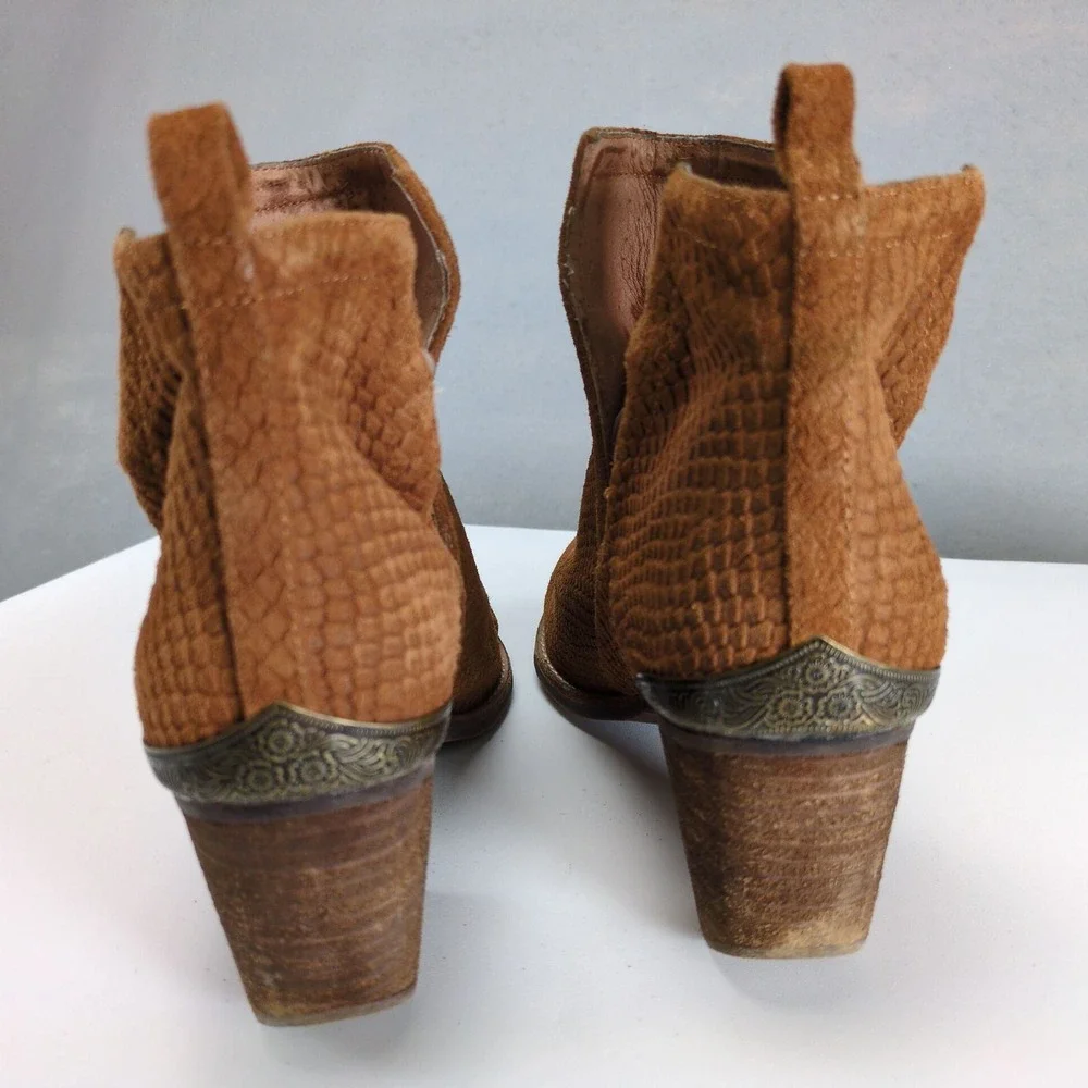 Jeffrey Campbell Cromwell Brown Western Ankle Boots Womens 11 Suede Leather